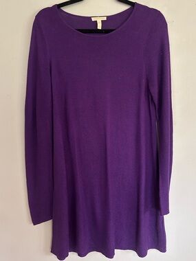Eileen Fisher Purple Tencel Silk Sweater Tunic M Minimalist Quiet Luxury